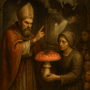 Significado de la mosca agárica - un sacerdote demoniza la mosca agárica en su sermón (representación medieval)