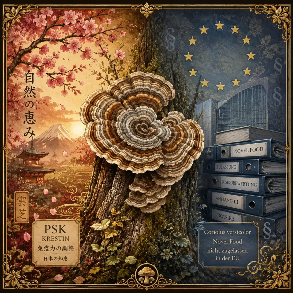 Coriolus-Pilz zwischen Japan und EU – Symbolbild zur Heilpilz Regulierung EU
