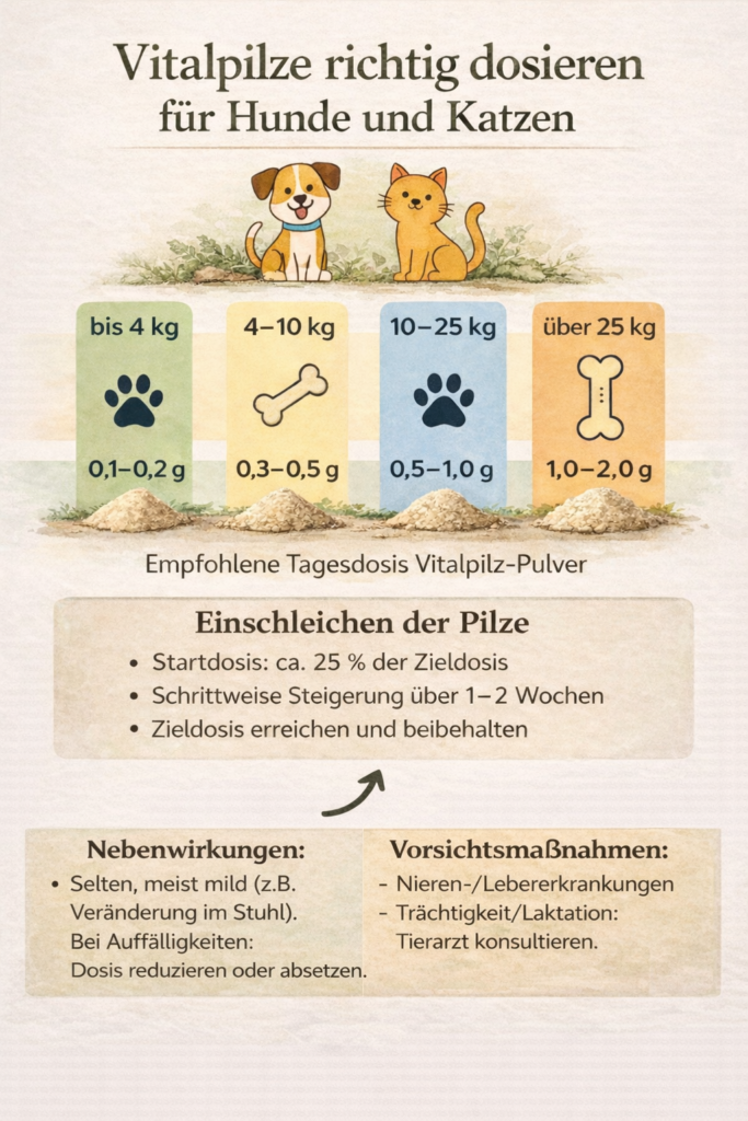 Funghi vitali per cani e gatti - Tabella di dosaggio